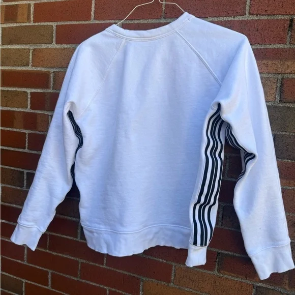 Athleta White Stripe Sleeve Pullover Sweatshirt Women’s Size M - Picture 3 of 5